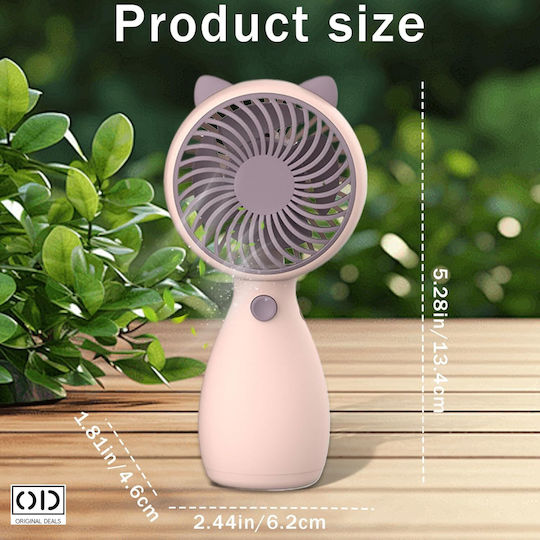 Ventilator de birou portabil, motor puternic și silențios, baterie litiu-ion, model pisică roz, 12 cm, oferte originale