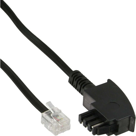 InLine Плосък телефонен кабел RJ11 6P4C 1m Черен