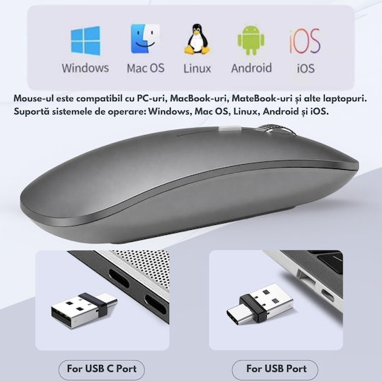 Mouse Bluetooth Ergonomic Wireless Dark Gray