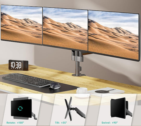 Microlink Βάση Γραφείου για 3 Οθόνες έως 27" με Βραχίονα (JOB-B07VRB86RQ)
