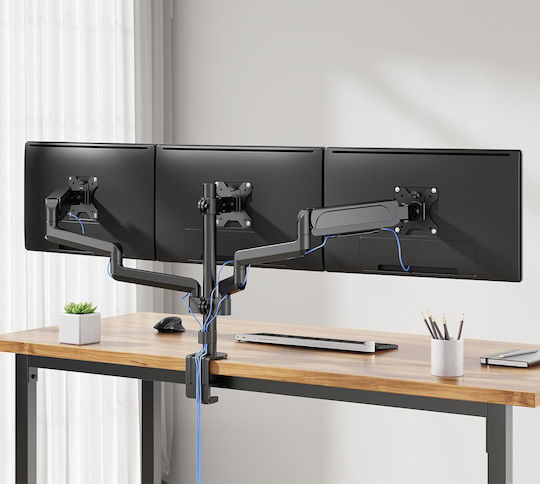 Microlink Βάση Γραφείου για 3 Οθόνες έως 27" με Βραχίονα (JOB-B07VRB86RQ)