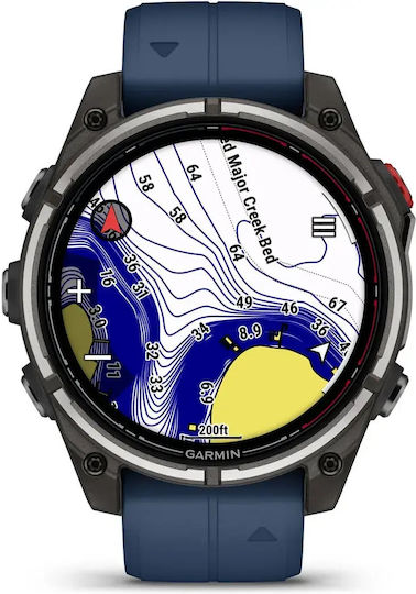 Garmin Quatix 8 Pro Titanium 47 mm Smartwatch Rezistent la Apă cu Monitorizarea Ritmului Cardiac (Captain Blue)