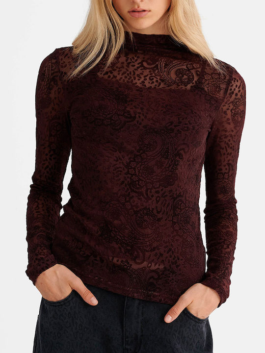 attrattivo Women's Long-Sleeve Blouse Redwine