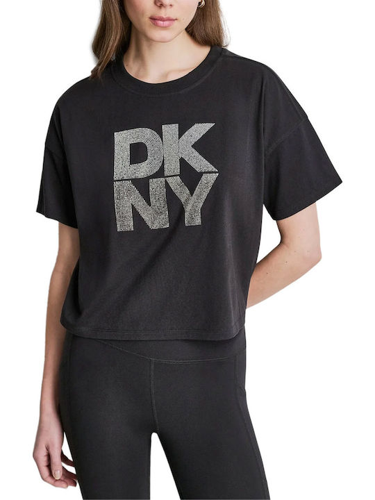 DKNY Тениска в Черно/Сребристо Оръдейно Метално