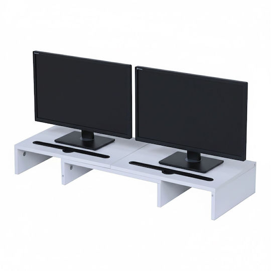 Relaxdays Suport de Birou pentru 2 Monitoare, Alb (10051494)