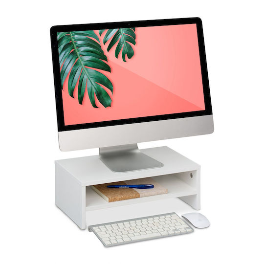 Relaxdays Suport de Monitor de Birou Alb (10050164)