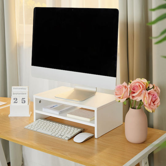 Relaxdays Suport de Monitor de Birou Alb (10050164)