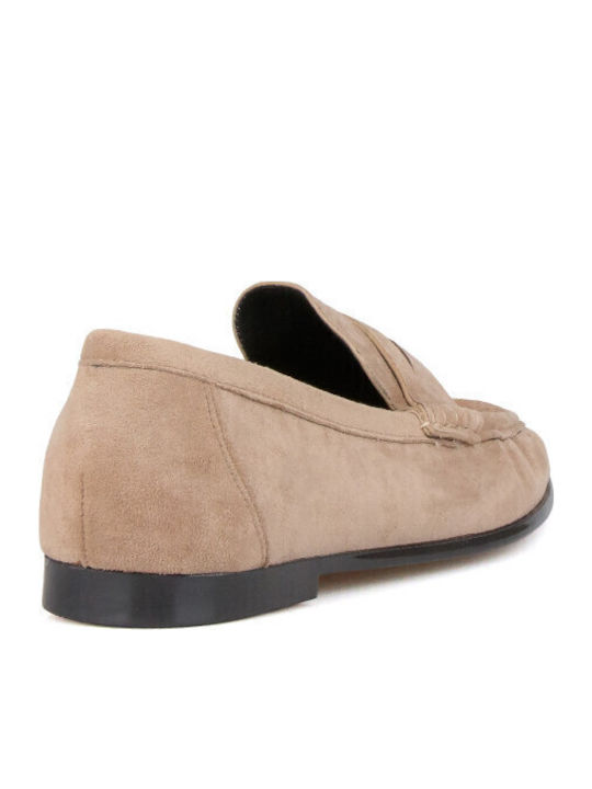 Suede Women's Loafers in Beige Colour
