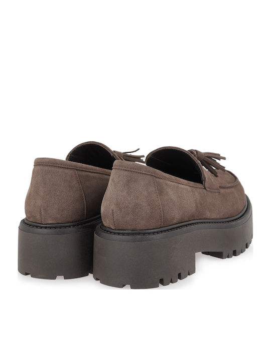 Suede Women's Loafers in Brown