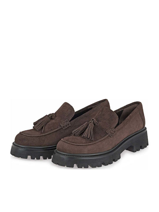 Suede Women's Loafers in Brown