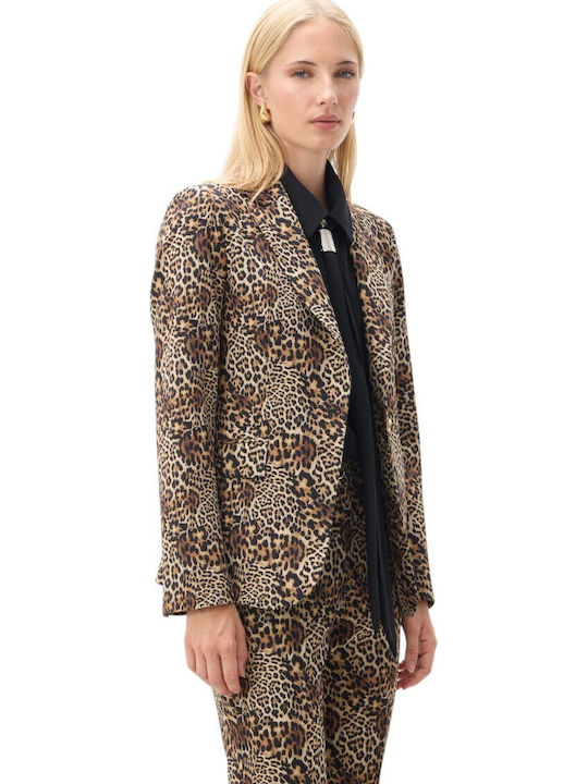 Passager Long Women's Waisted Animal Print Blazer
