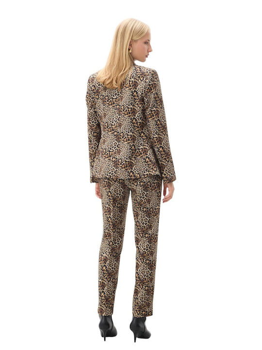 Passager Long Women's Waisted Animal Print Blazer