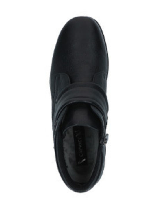 Schwarze Leder Damenstiefeletten
