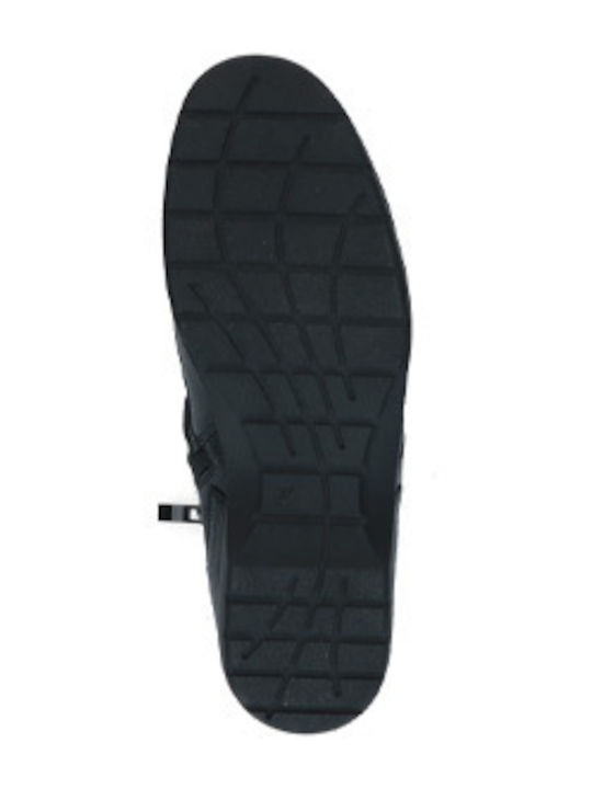 Schwarze Leder Damenstiefeletten