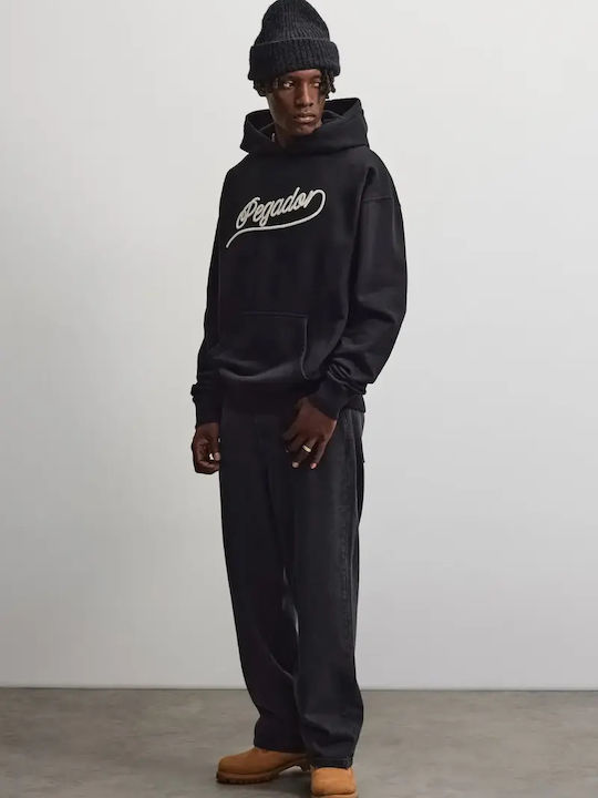 Φούτερ με Κουκούλα Washed Black