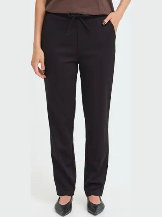 Pantaloni Dama din Material cu Croială Loose Negri