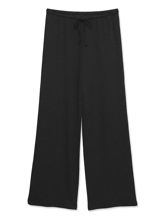 Vero Moda Women's High-Waisted Wide-Leg Trousers Blacksilver Lurex