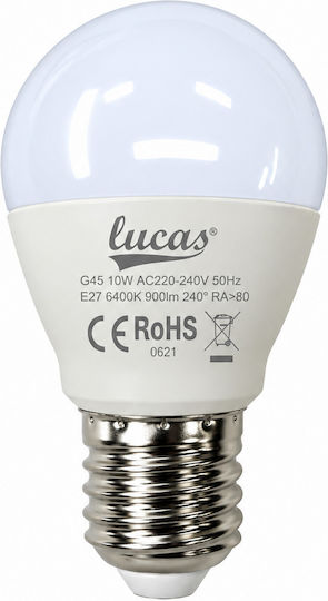Lucas LED крушка 10W 80mm за фасунга E27 и форма G45 Хладно бяло 900лм