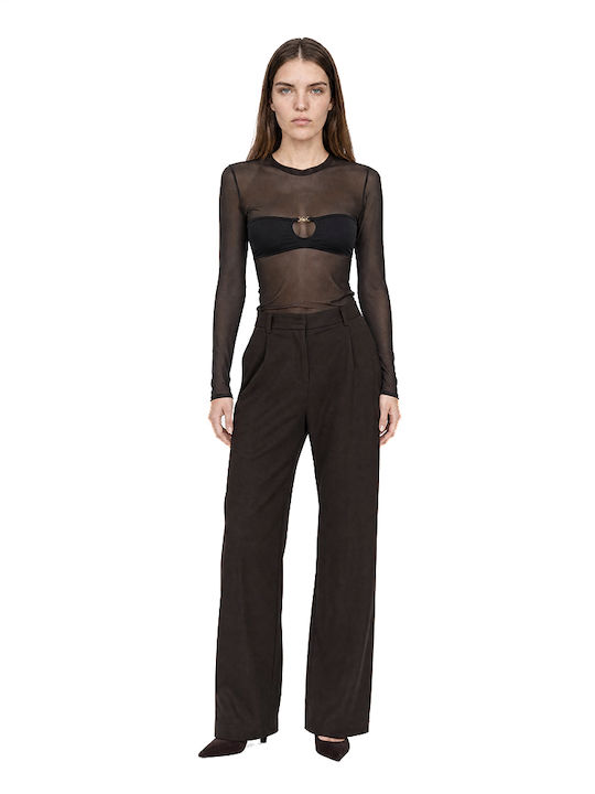 Access Women's Fabric Trousers in Straight Fit Brown