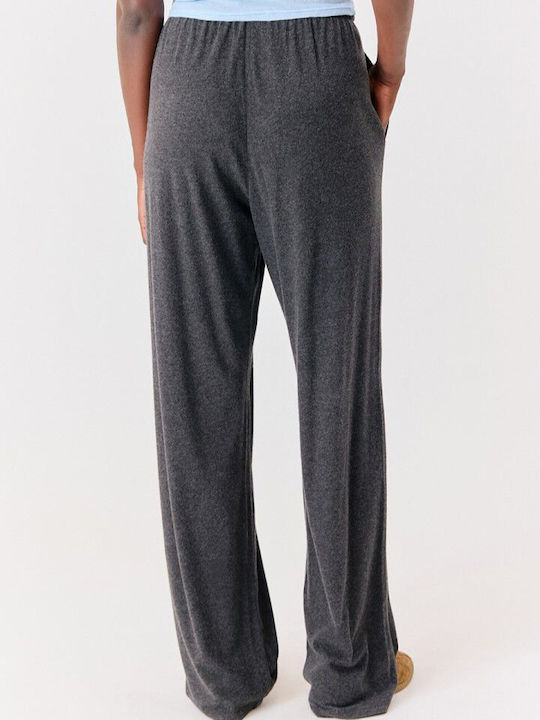 Women's Fabric Flared Trousers in a Loose Fit Carbon