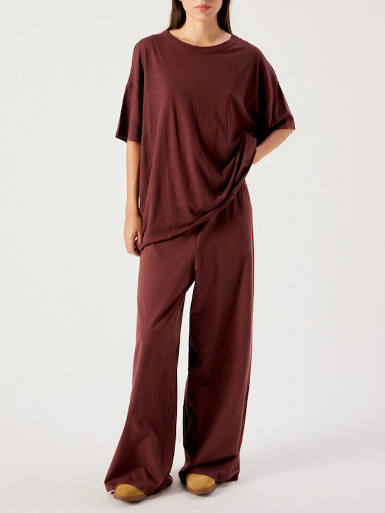 Women's Fabric Trousers in a Relaxed Fit Purple