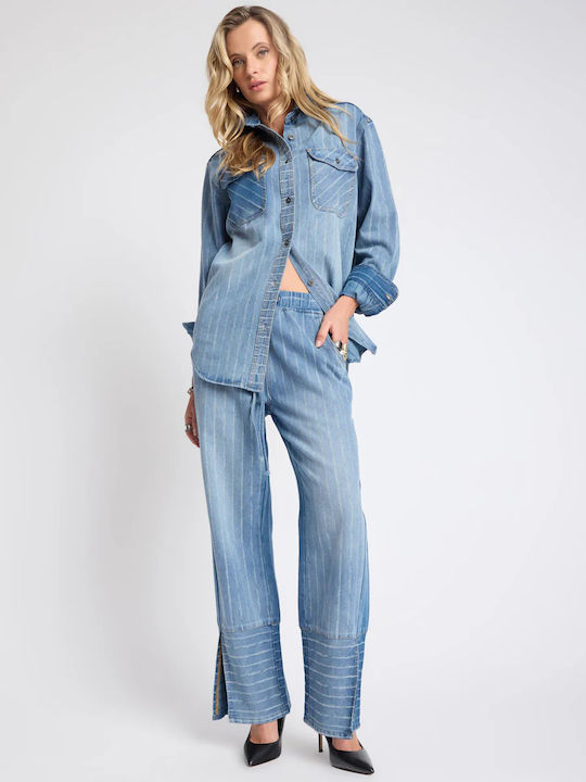 Waist Pantaloni Jeans pentru Femei cu Croială Relaxed