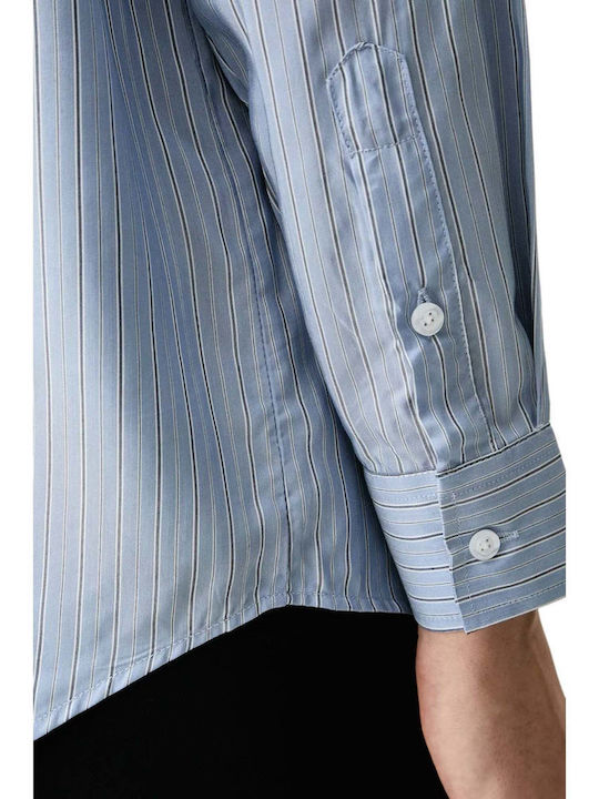 Long Sleeve Blue Striped Women's Shirt