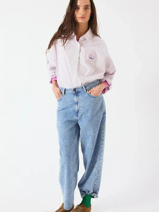 Μακρυμάνικο Γυναικείο Πουκάμισο Pink Ριγέ