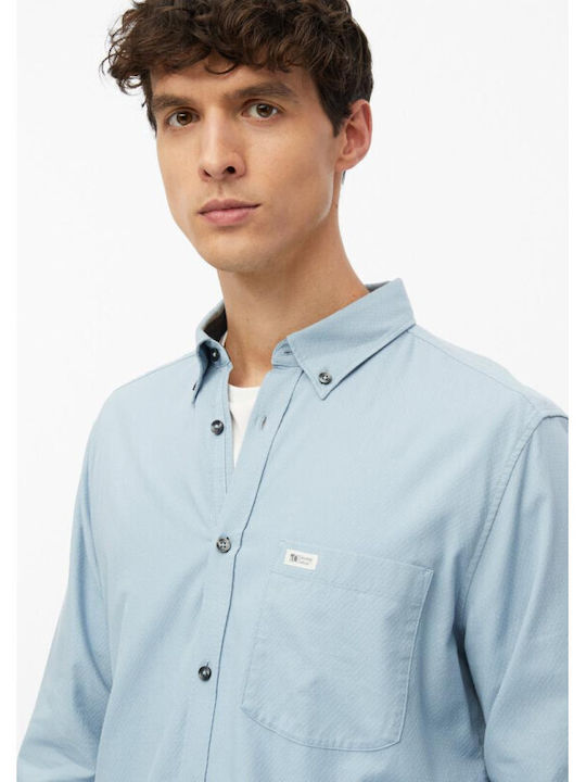 Long Sleeve Cotton Shirt in Regular Fit Light Blue