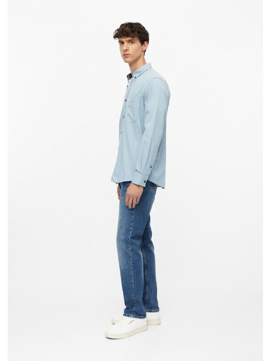 Long Sleeve Cotton Shirt in Regular Fit Light Blue
