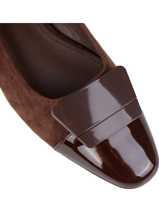 Suede Women's Ballerina Shoes Brown