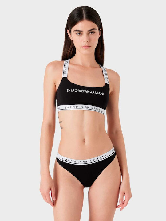 Emporio Armani Комплект Бельо Bralette с Бикини Трусики Nero