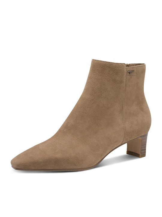Beige Leder Damen Stiefeletten