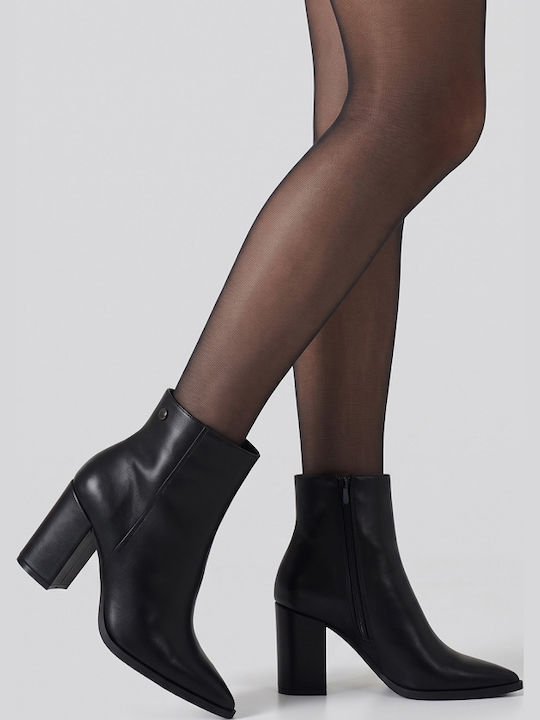 Schwarze Damen-Wildleder-Stiefeletten mit hohem Absatz