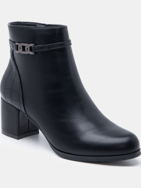 Wildleder Damen Ankle Boots mit Mittlerem Absatz Schwarz
