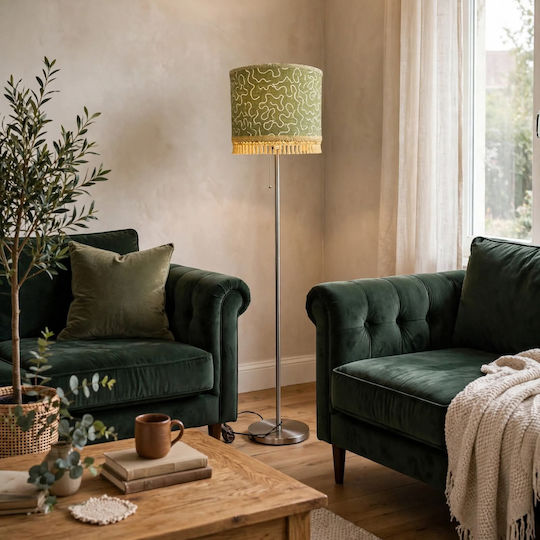 Oxygen Gold Pearl Floor Lamp H165xW35cm. with Socket for Bulb E27 Green
