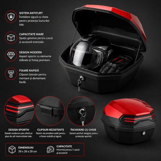 FIXATO Topcase Motocicletă Roșie
