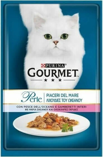Purina Gourmet Perle Nassfutter für Katzen mit Fisch, Shrimps und Fleisch 85 g