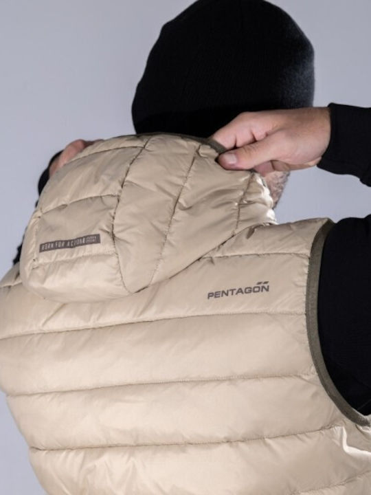 Sleeveless Jacket Puffer Khaki