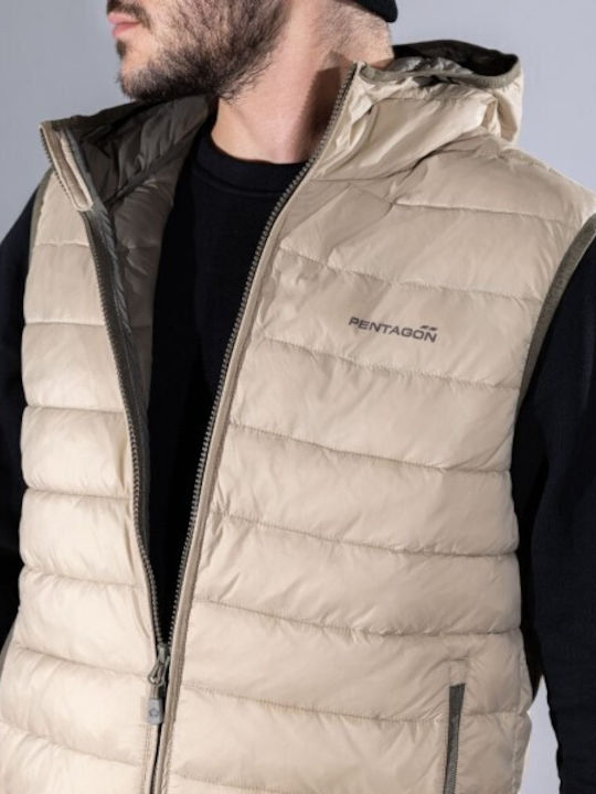 Sleeveless Jacket Puffer Khaki