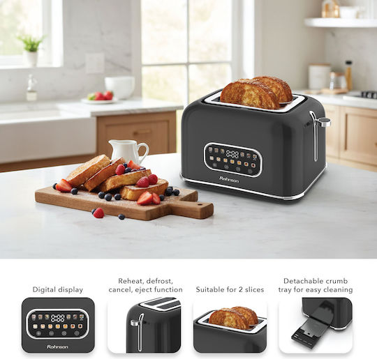 Rohnson 2 Slot Toaster 900W Inox