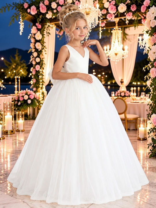 Girls Dress Sleeveless for Flower Girl White