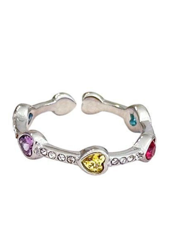 Women's Ring with Stones in Steel