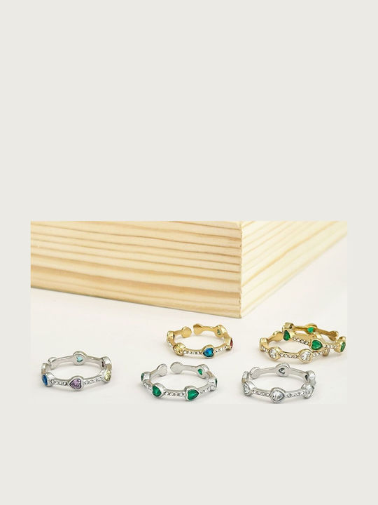 Women's Ring with Stones in Steel