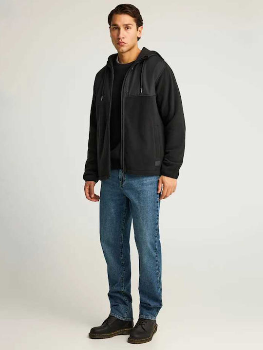 Herren Fleecejacke mit Kapuze Schwarz FBM012-050-06-Schwarz