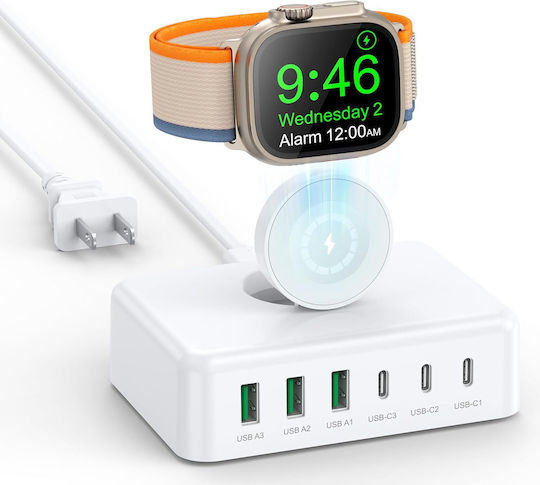 Huawei Stație de Încărcare cu 3 Porturi USB-A și 3 Porturi USB-C 125W în Culoare Albă (B0CS6KCC1Q)