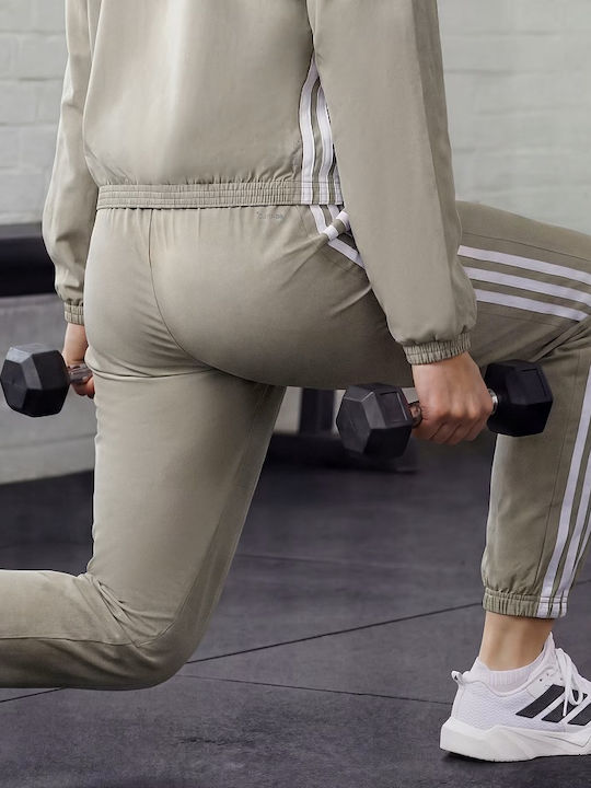 Train Essentials 3-Stripes Woven Trainingshose Khaki
