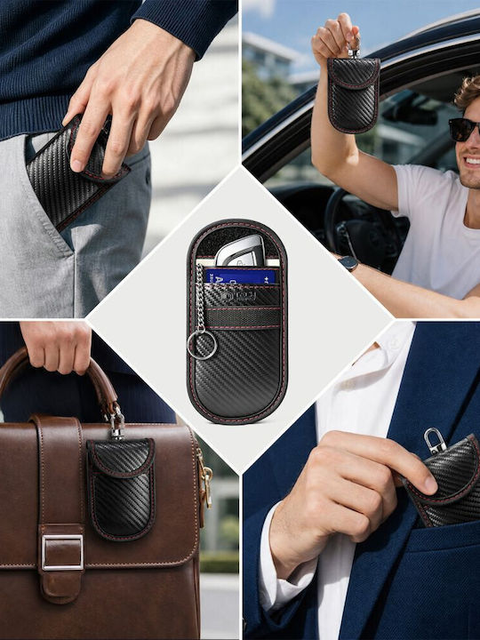 Tech-protect Klr100 Θήκη Χωρίς Κλειδί Rfid Σηματοδότης Θήκη Ανθρακί Μαύρο Κόκκινο