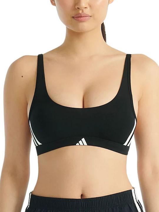 Active Essentials Cotton 3stripes Scoop Γυναικείο Αθλητικό Μπουστάκι Black