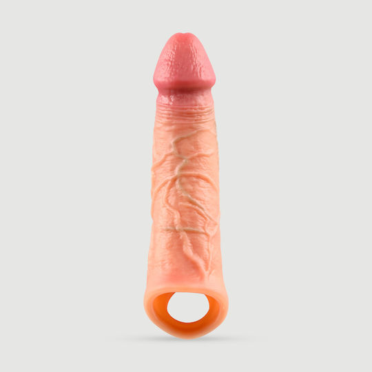 Realistische Penisverlängerung aus Silikon mit geformter Eichel und Adern 19,9 cm Natürlich